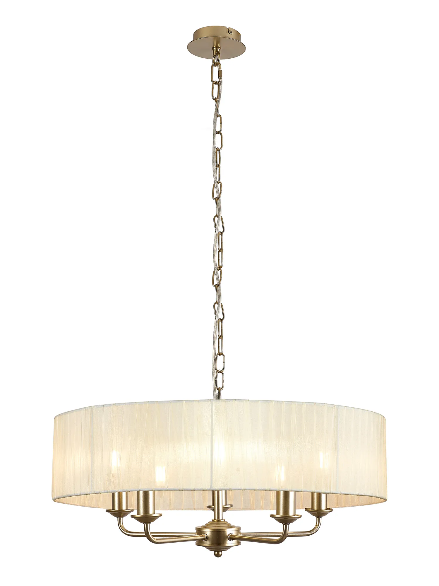 DK0960  Banyan 60cm 3 Light Pendant Champagne Gold, Cream